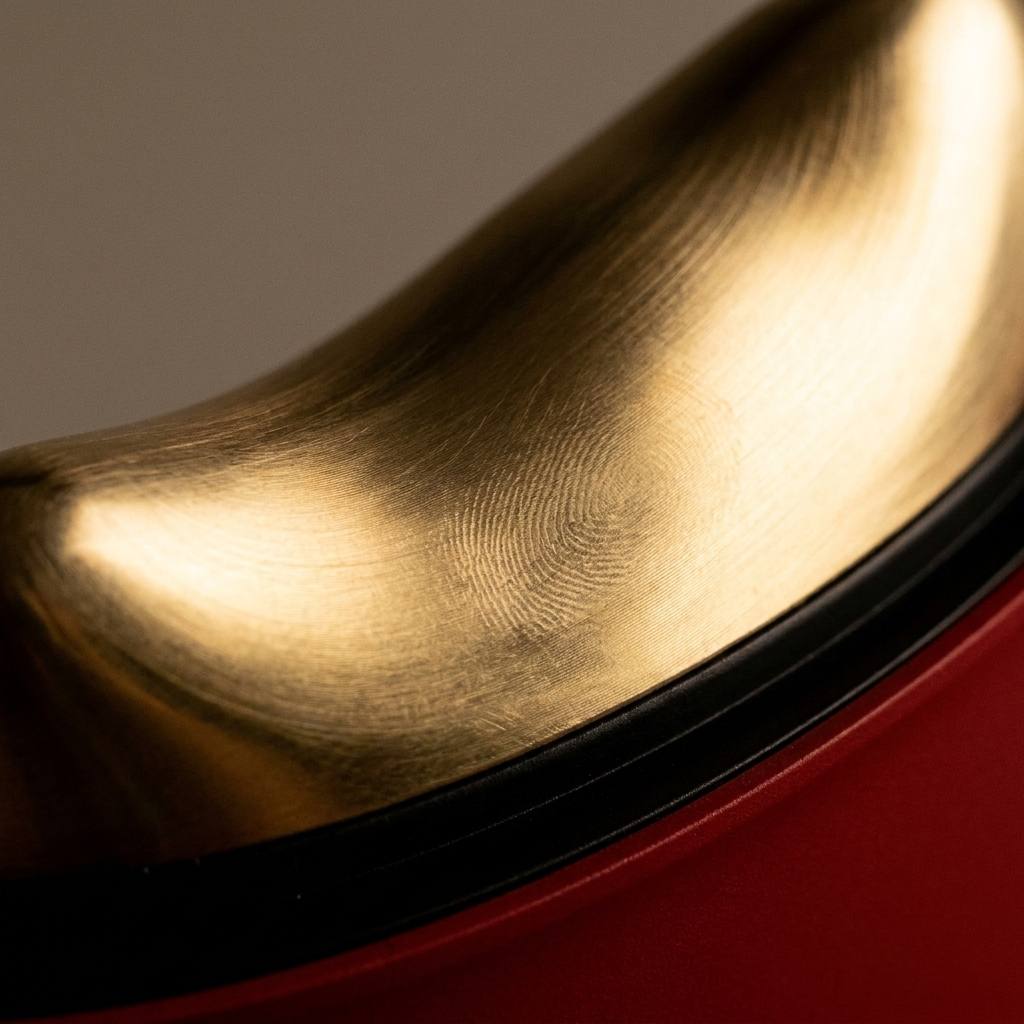 Close-up of the polished brass head