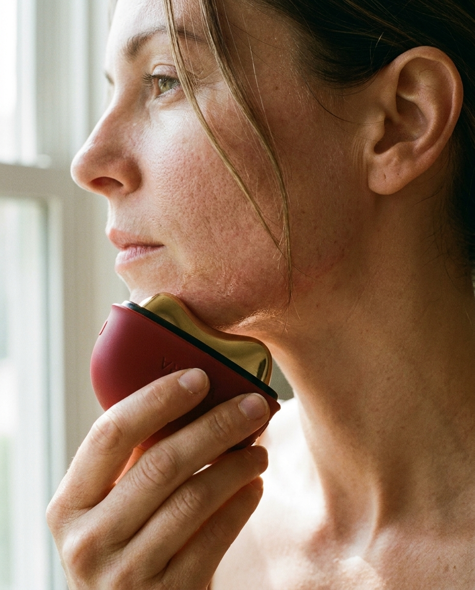 Vespra Sculpt held against the jawline